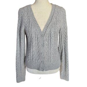 American Eagle women's cableknit sweater long sleeve button down v-neck small